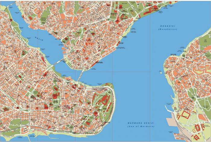 Mapa Istanbul s památkami 